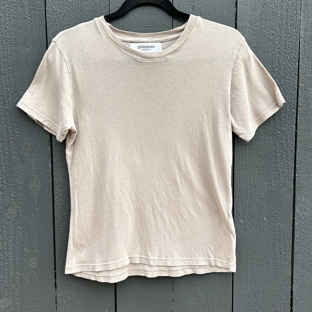 SPRWMN Oversized Boxy T Shirt Medium Crewneck Capsule Minimalist Relaxed Beige